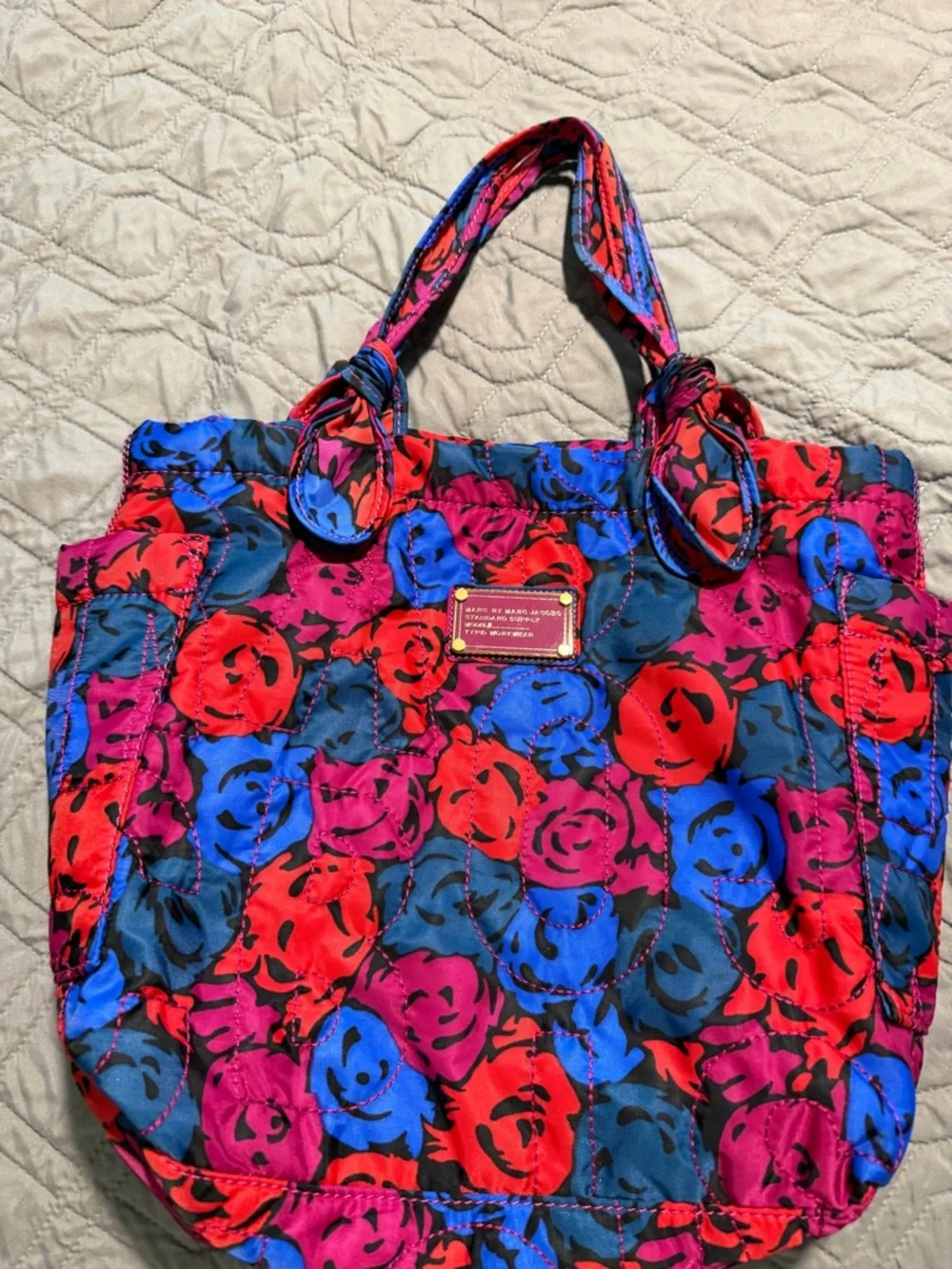 Marc by Marc Jacobs Quilted Floral Tote in Red, Purple, Blue, Black - Picture 4 of 5